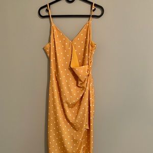 Yellow Polka Dot Slit Dress